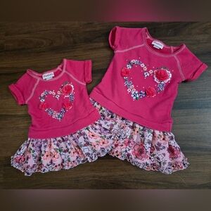 Flapdoodles Pink Sister Dresses, Sz 2T & 5